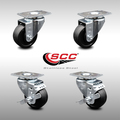 Service Caster 3.5 Inch SS Soft Rubber Wheel Swivel Top Plate Caster Set with 2 Brakes SCC SCC-SS20S3514-SRS-2-TLB-2